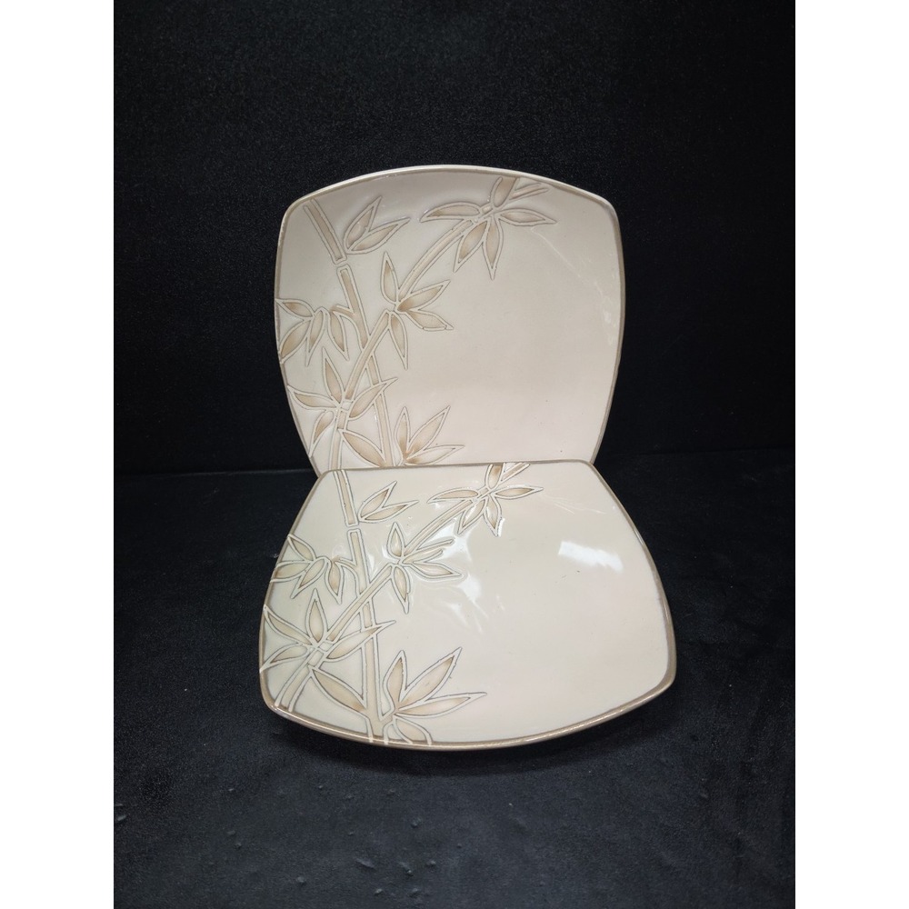 Florida Marketplace Bamboo Salad Plates, 7.5" Square Plates, Set of 2, Tableware